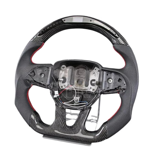 Custom Dodge LED Display Carbon Fiber Leather Steering Wheel for Challenger Hellcat Challenger SRT RT Series Models
