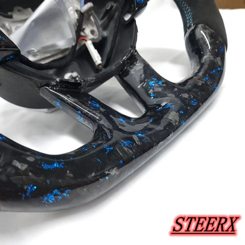 Factory Direct 2015 - 2021 Dodge Challenger Charger RAM Custom Alcantara Blue Forged Carbon Fiber Steering Wheel