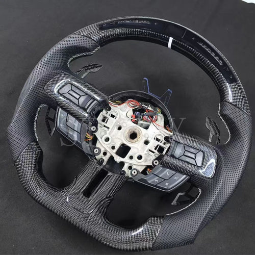 Custom Ford Mustang LED Display Carbon Fiber Steering Wheel for 2014-2023 Ford Mustang