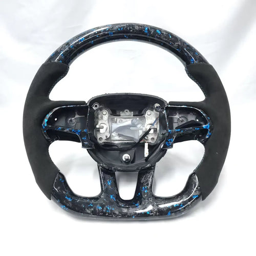 Factory Direct 2015 - 2021 Dodge Challenger Charger RAM Custom Alcantara Blue Forged Carbon Fiber Steering Wheel