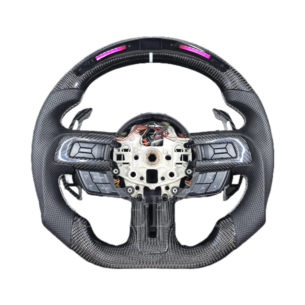 Custom Ford Mustang LED Display Carbon Fiber Steering Wheel for 2014-2023 Ford Mustang