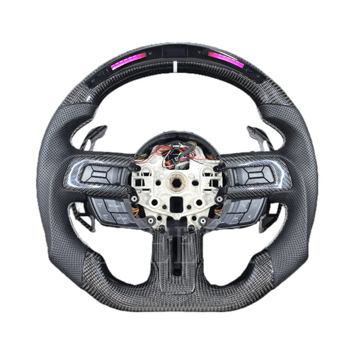 Custom Ford Mustang LED Display Carbon Fiber Steering Wheel for 2014-2023 Ford Mustang