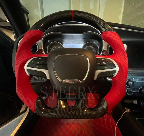 Custom Dodge Carbon Fiber Steering Wheel for Charger Challenger Challenger R/T SXT GT Hellcat Charger Challenger Srt RT Series