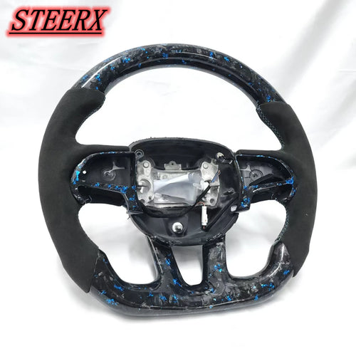 Factory Direct 2015 - 2021 Dodge Challenger Charger RAM Custom Alcantara Blue Forged Carbon Fiber Steering Wheel