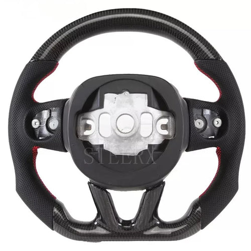 Custom Dodge LED Display Carbon Fiber Leather Steering Wheel for Challenger Hellcat Challenger SRT RT Series Models
