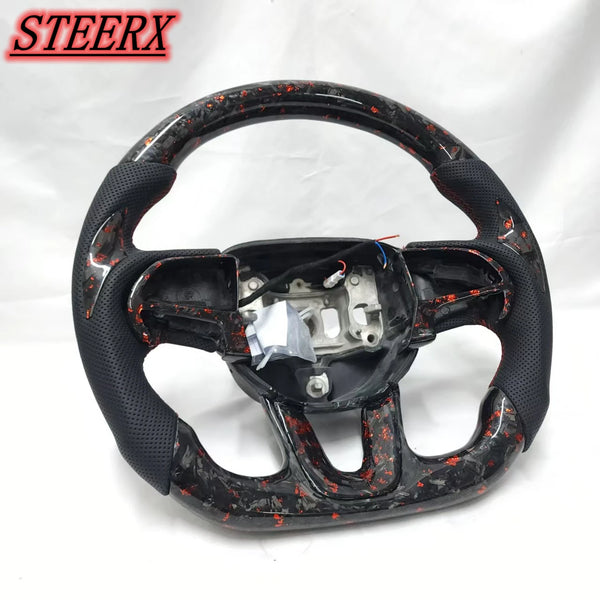 Factory Direct Sale for 2013-2021 Dodge Challenger Charger RAM Custom Red Forged Heated Carbon Fiber Steering Wheel