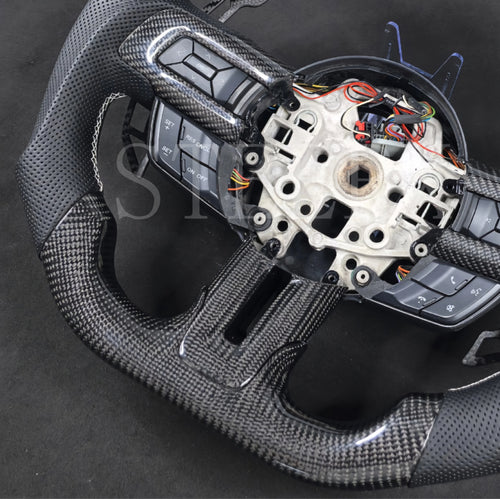 Custom Ford Mustang LED Display Carbon Fiber Steering Wheel for 2014-2023 Ford Mustang