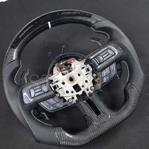 Custom Ford Mustang LED Display Carbon Fiber Steering Wheel for 2014-2023 Ford Mustang