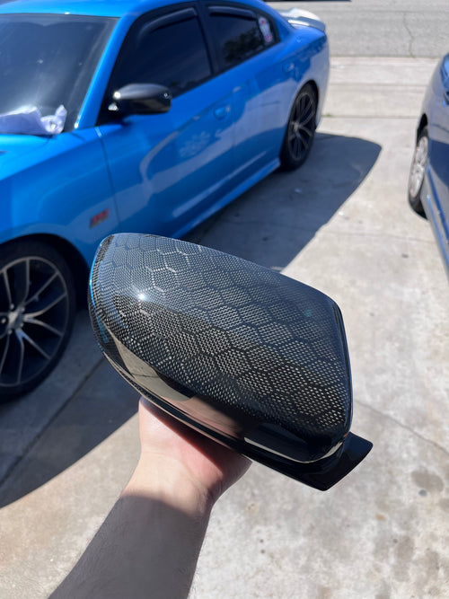 Honey Comb Pattern Carbon Fiber Dodge Charger Mirror Caps