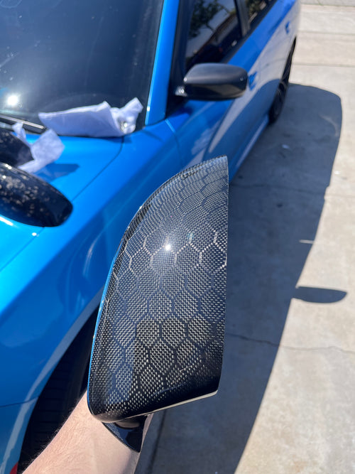 Honey Comb Pattern Carbon Fiber Dodge Charger Mirror Caps