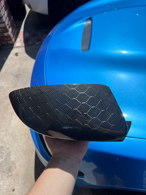 Honey Comb Pattern Carbon Fiber Dodge Charger Mirror Caps