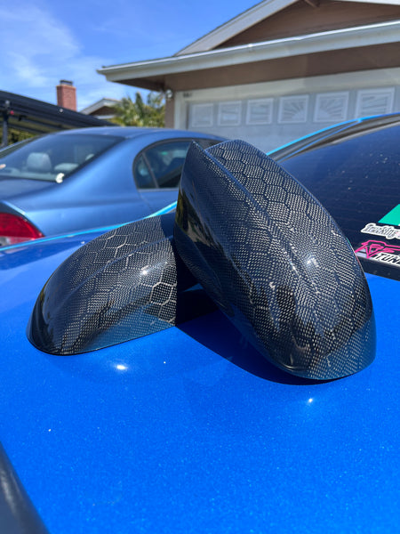 Honey Comb Pattern Carbon Fiber Dodge Charger Mirror Caps